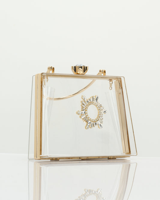 Diamond Clear Handbag With Gold Shine On The Side
