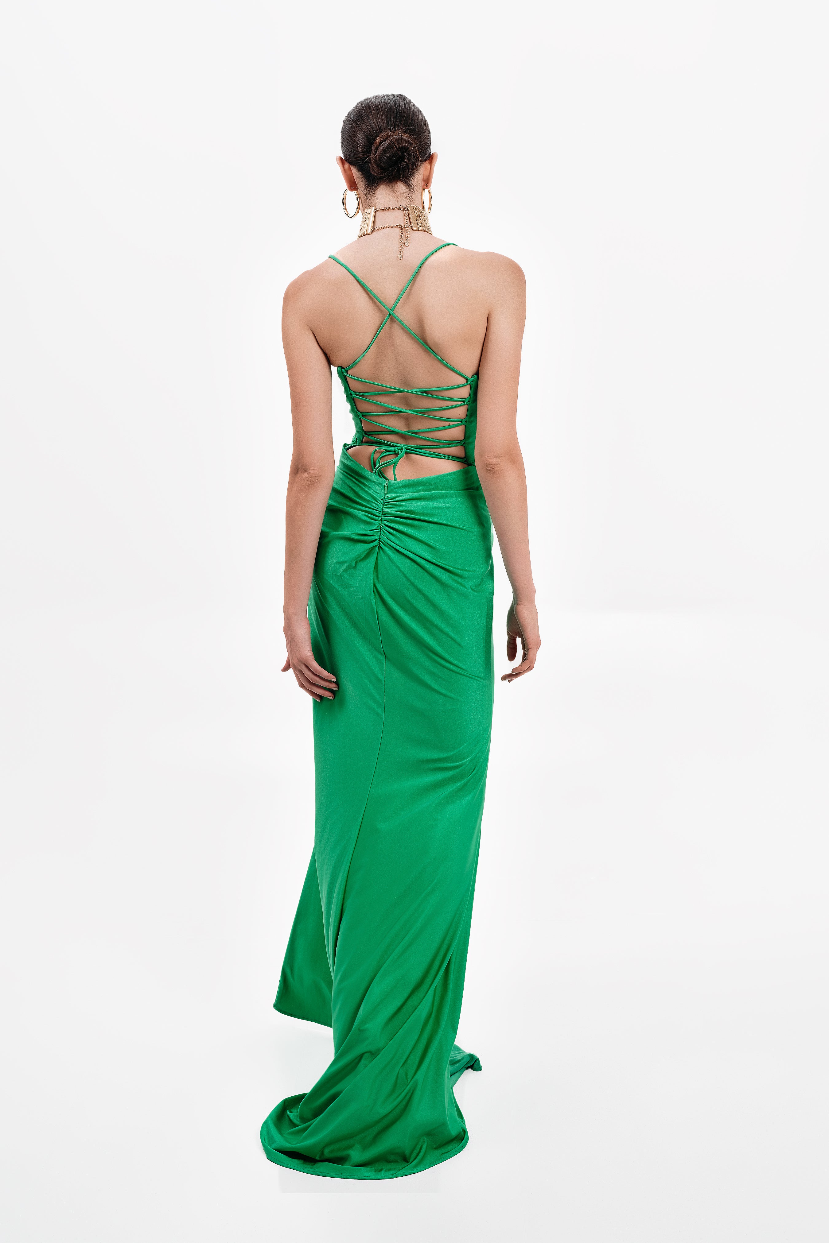 Emerald Green Rouched Dress