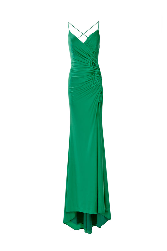Emerald Green Rouched Dress