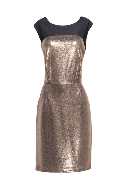 Fitted Black on Gold Glitter A-line Dress