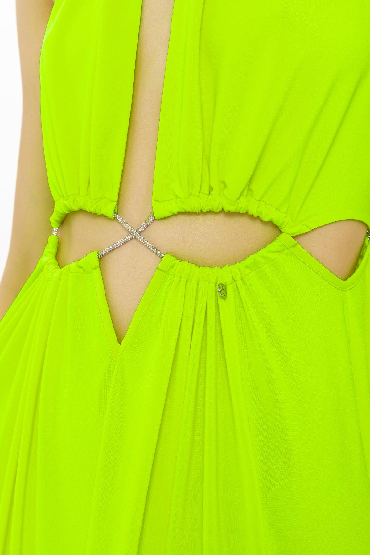 Green Crystal Strap Dress