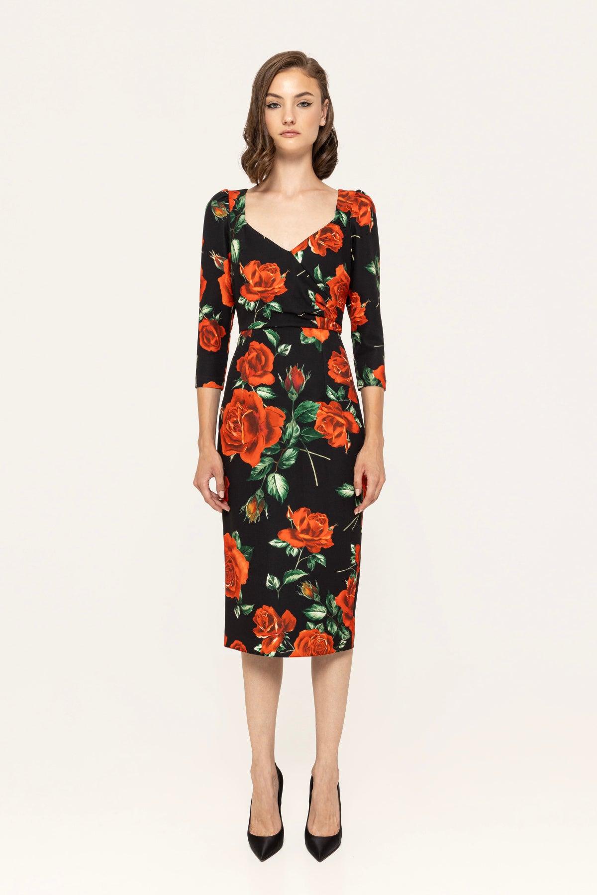 Flower Printed Midi Dress