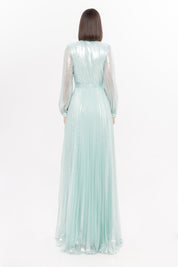 Pleated Bridesmaid Dress with Slit