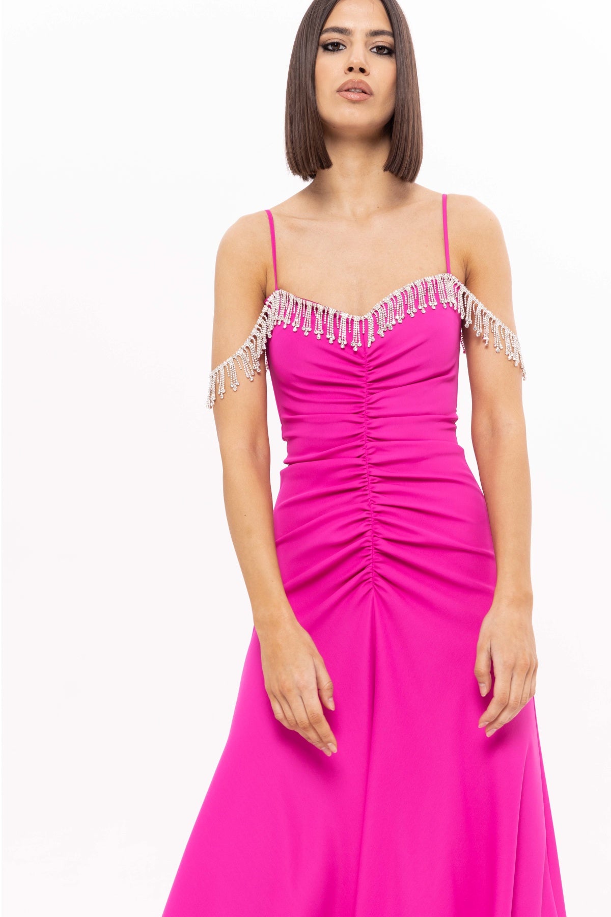 Crystal Strap Midi Dress