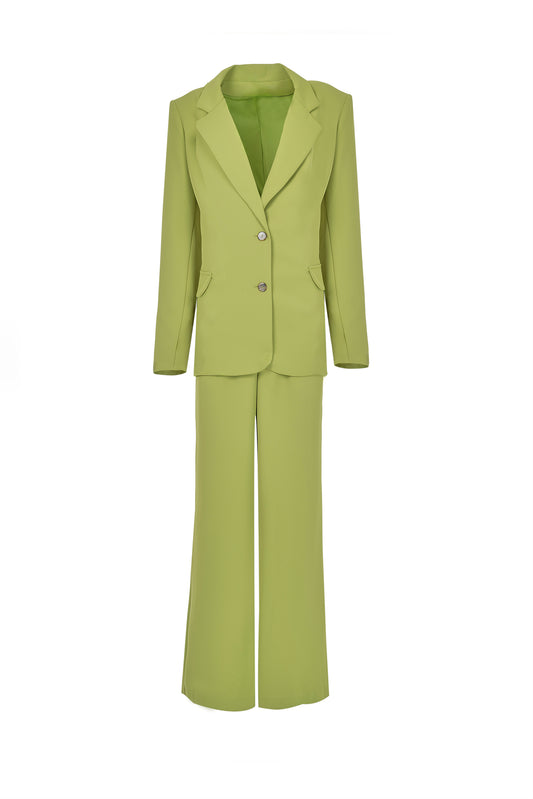 Woven Green Blazer Style and Pant Suit