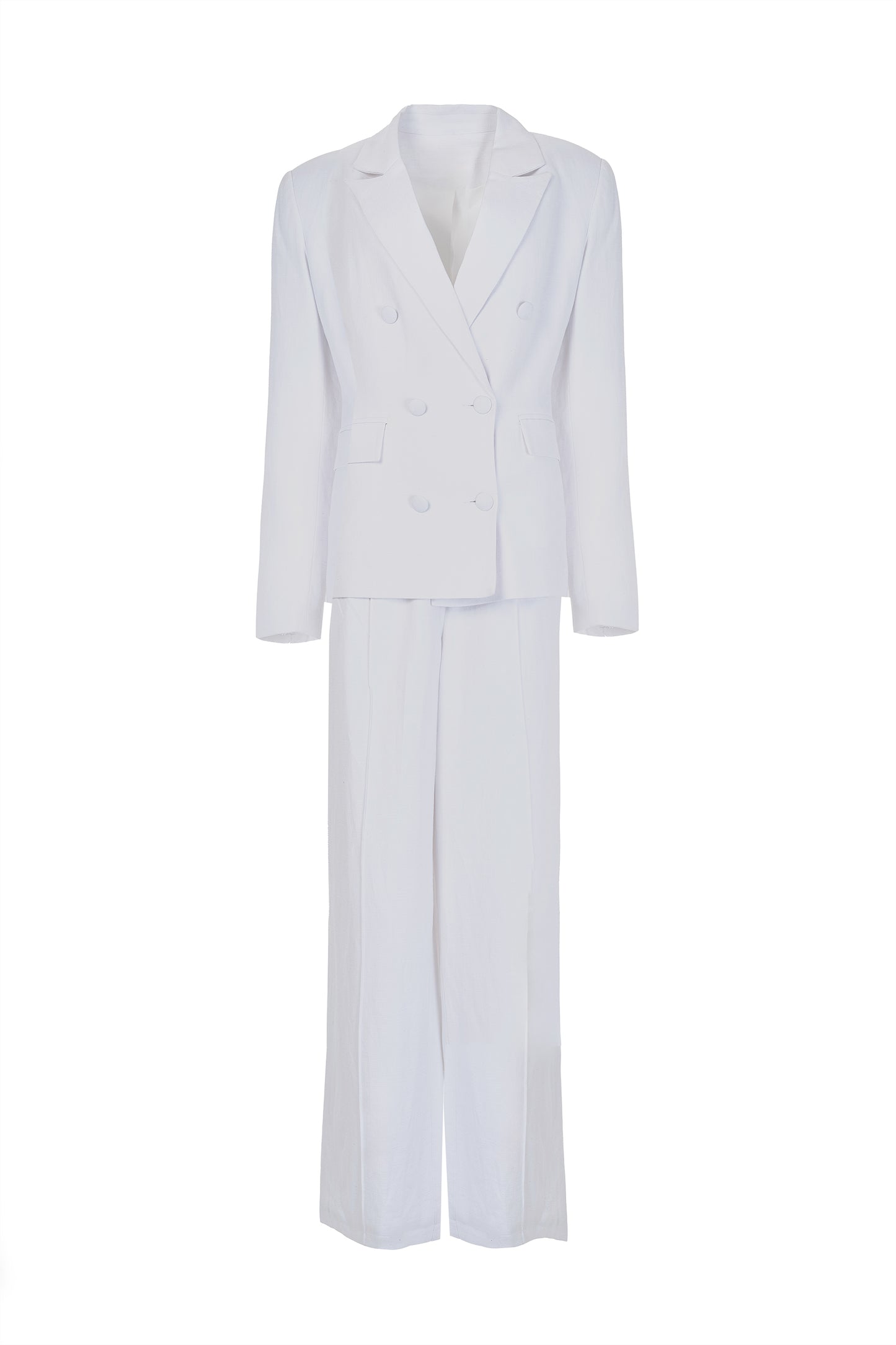 Knit White Blazer Style and Pant Suit