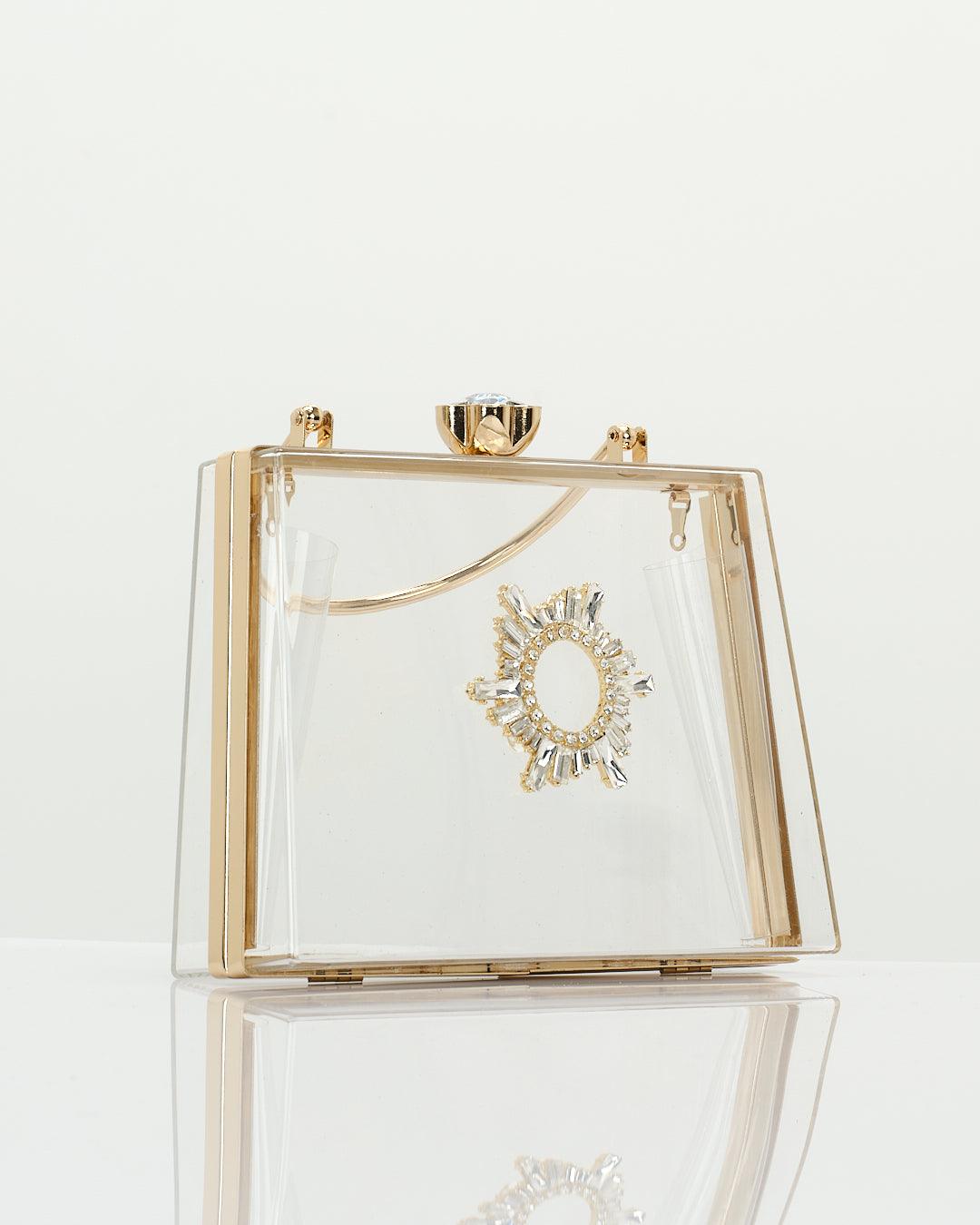 Diamond Clear Handbag With Gold Shine On The Side