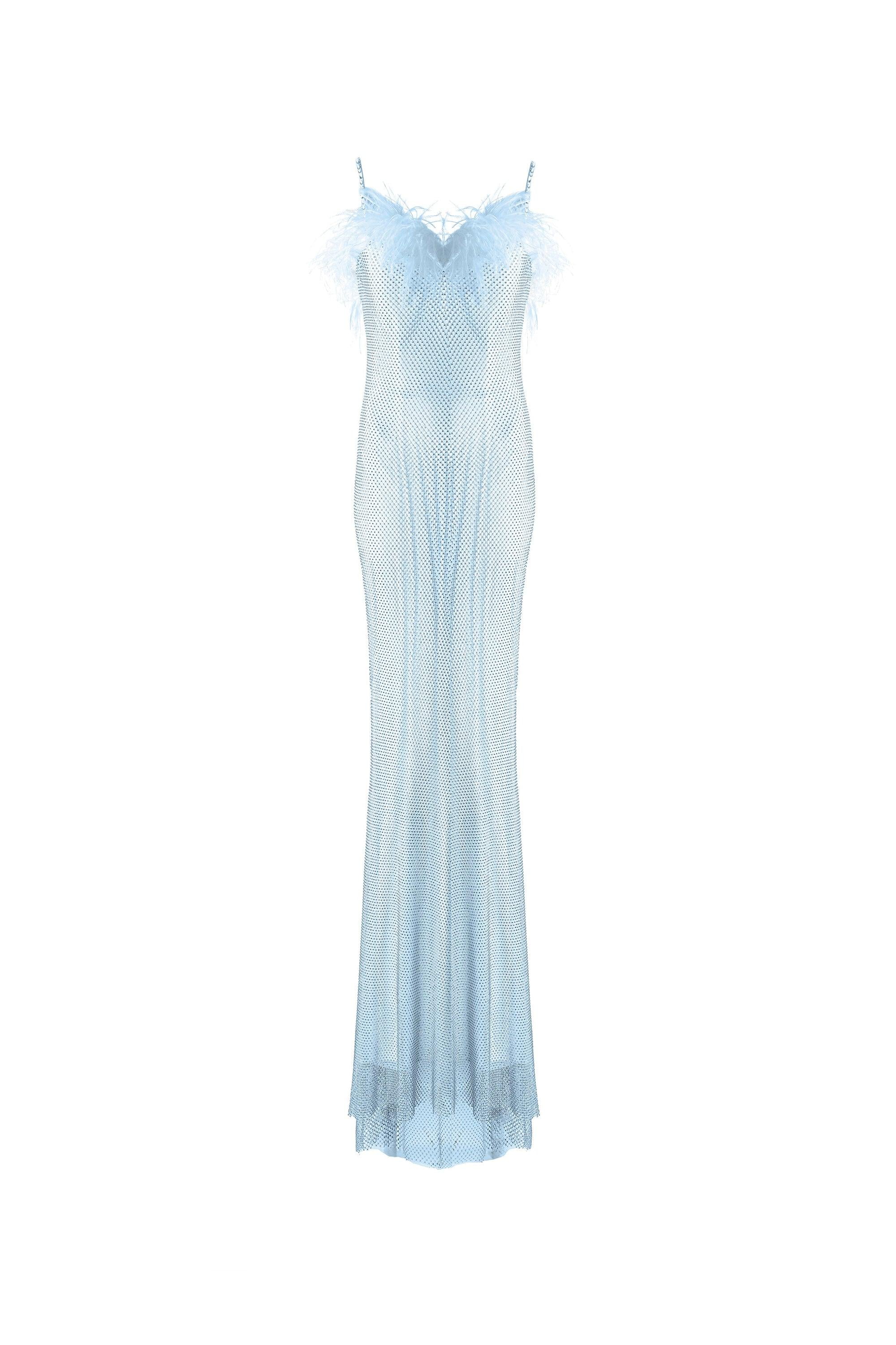 Sheer Feather Maxi Dress