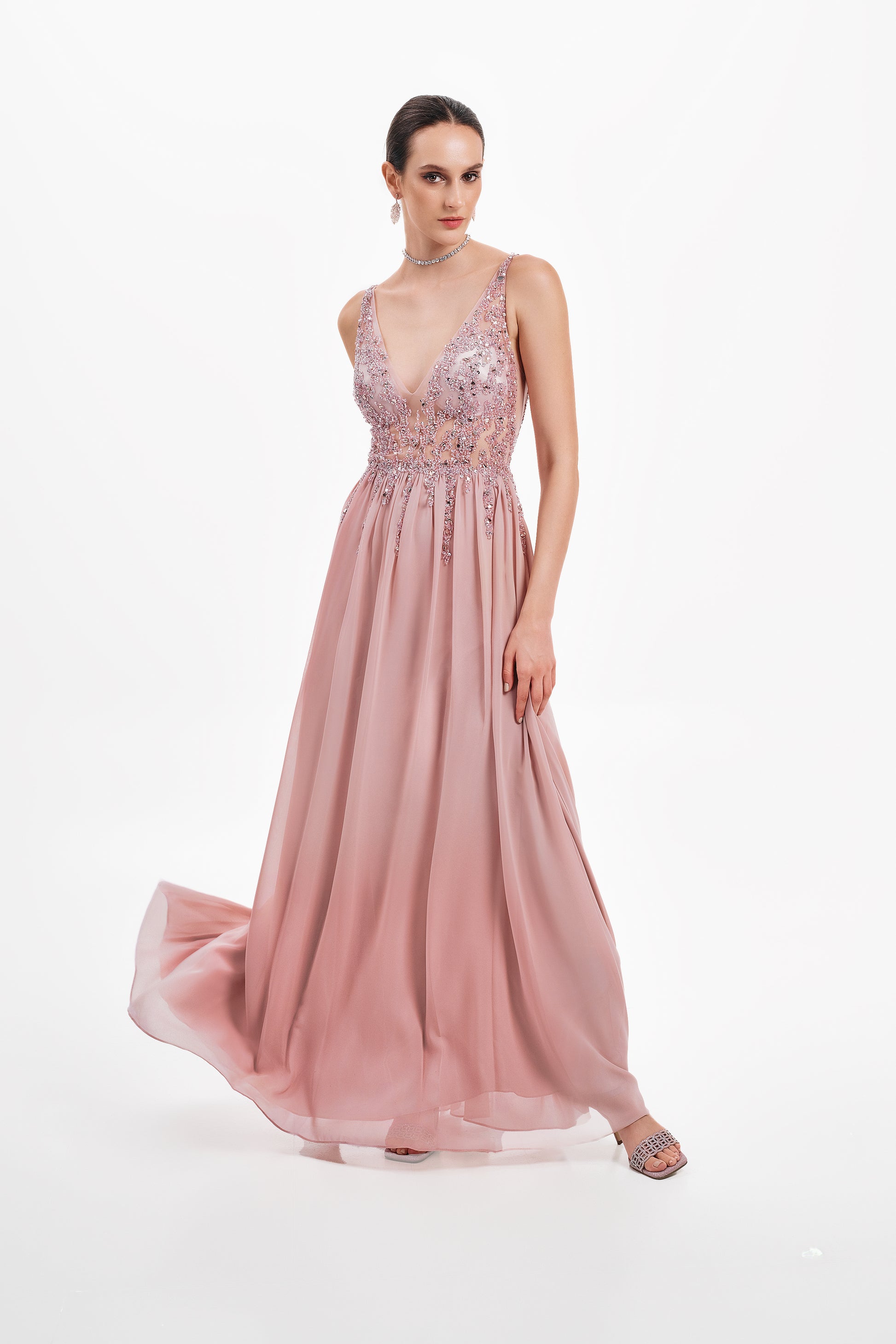 Beaded Bodice Floaty Dress