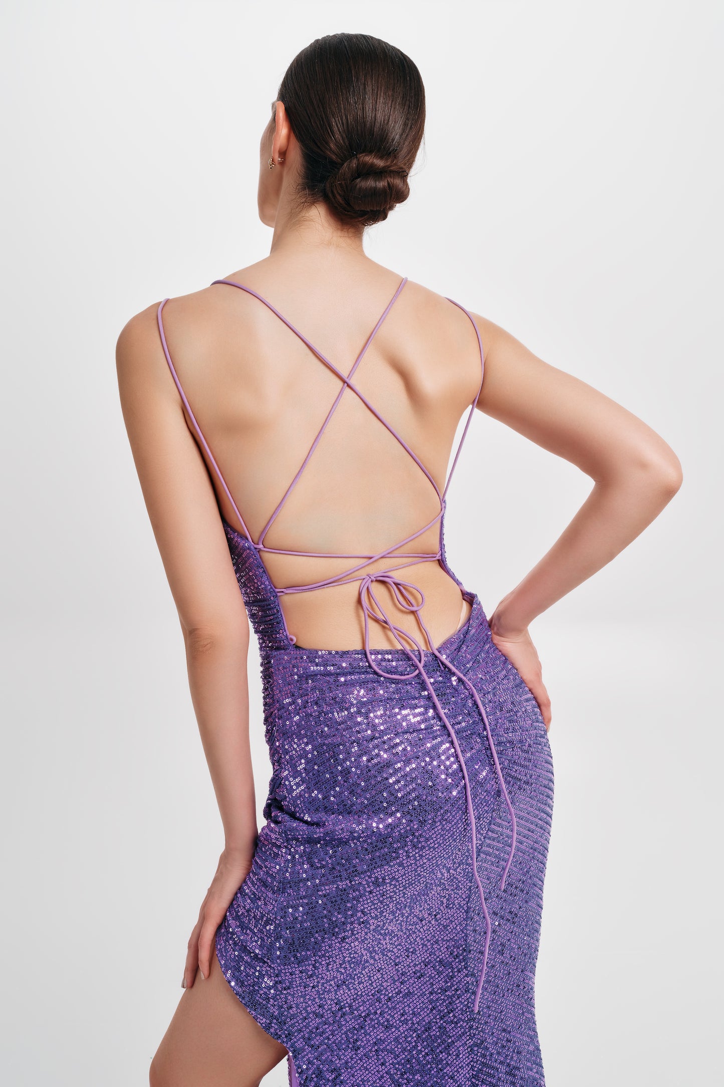 Sequin Lace Up Back Dress