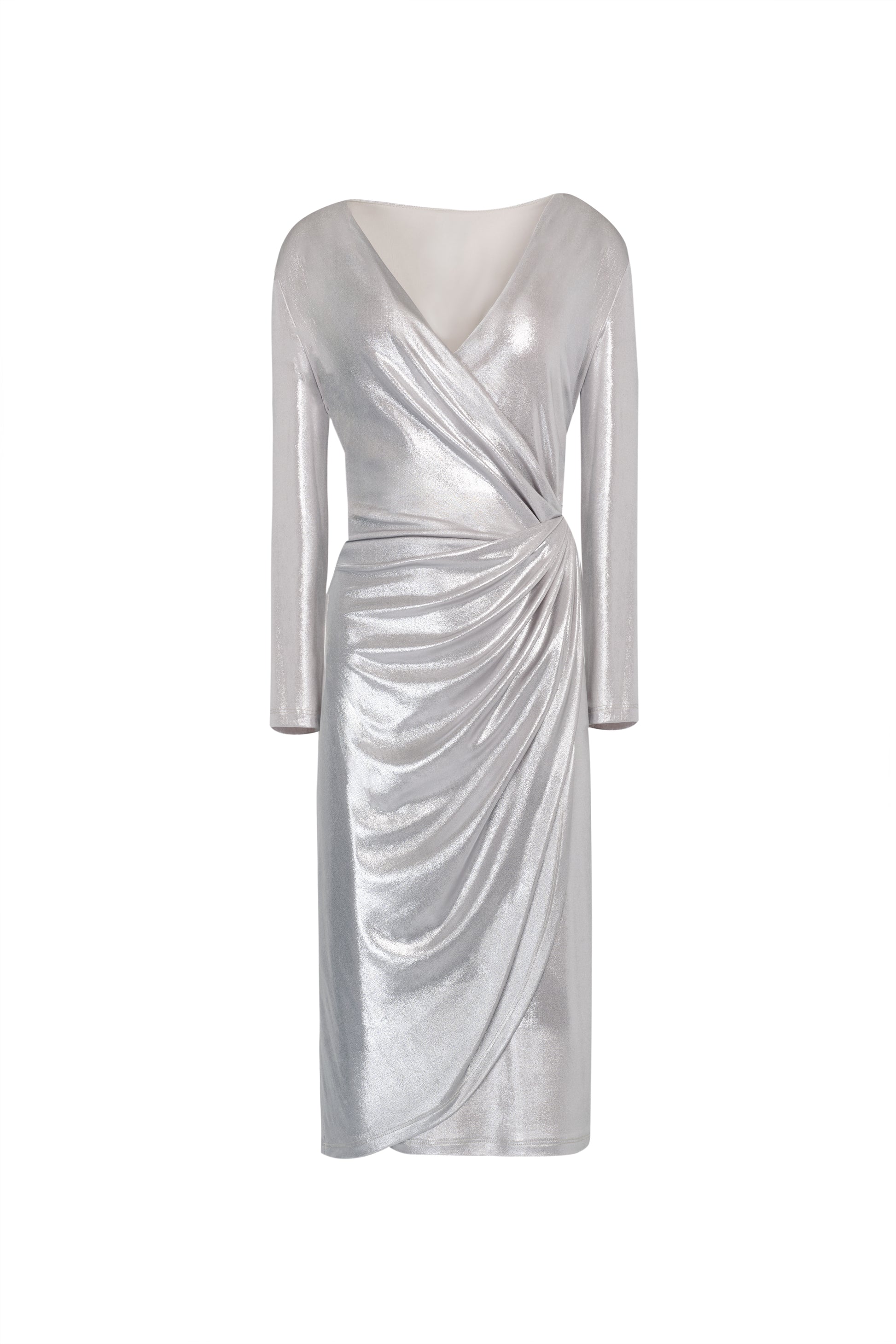 Metallic Shine Wrap Style Dress