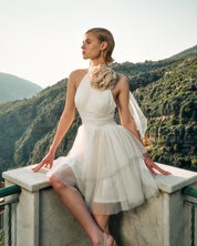 Transparent Turtleneck Tulle Dress