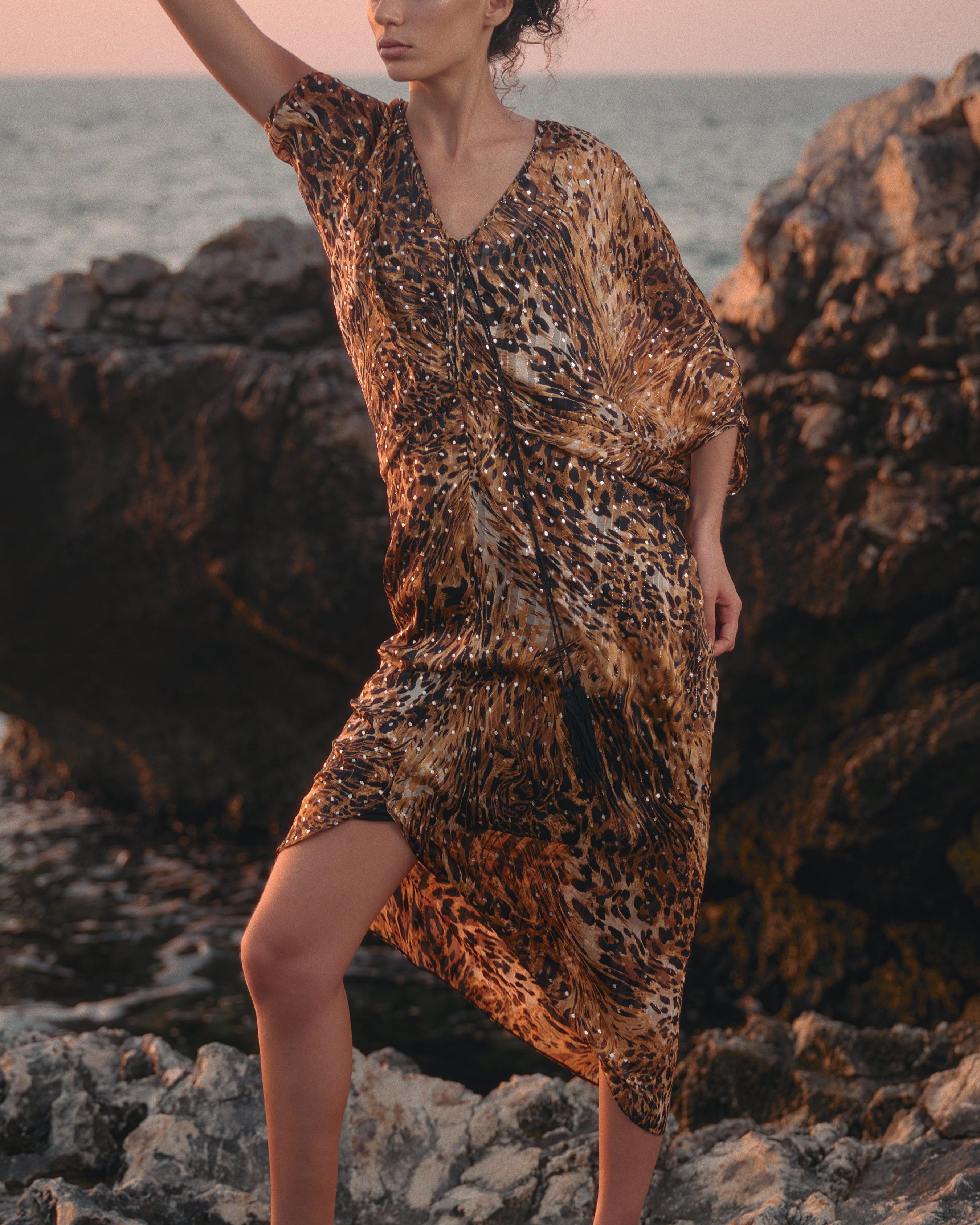 Leopard-Print Chiffon Dress