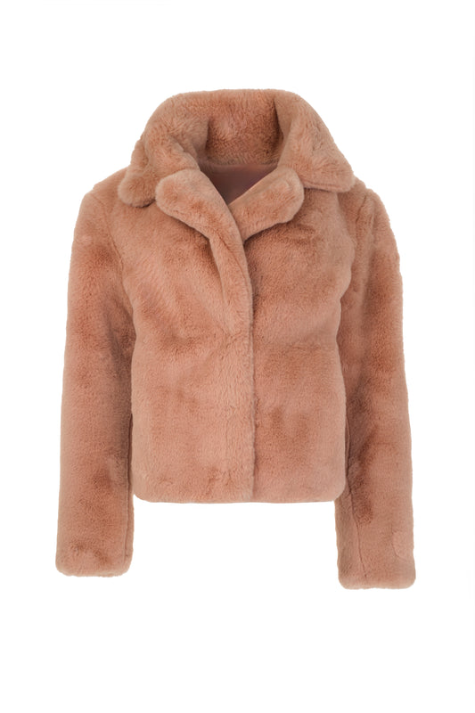Classic Faux-Fur Coat with Notch Lapel