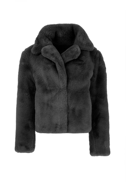 Classic Faux-Fur Coat with Notch Lapel