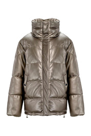 GOLD PUFFER JACKET WITH HIGH COLLAR