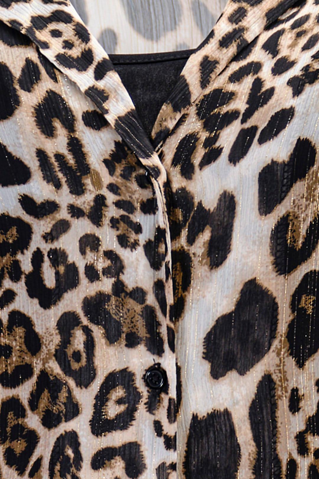 LEOPARD PRINT LONG-SLEEVE WRAP DRESS