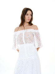 Eyelet Button-Down Top