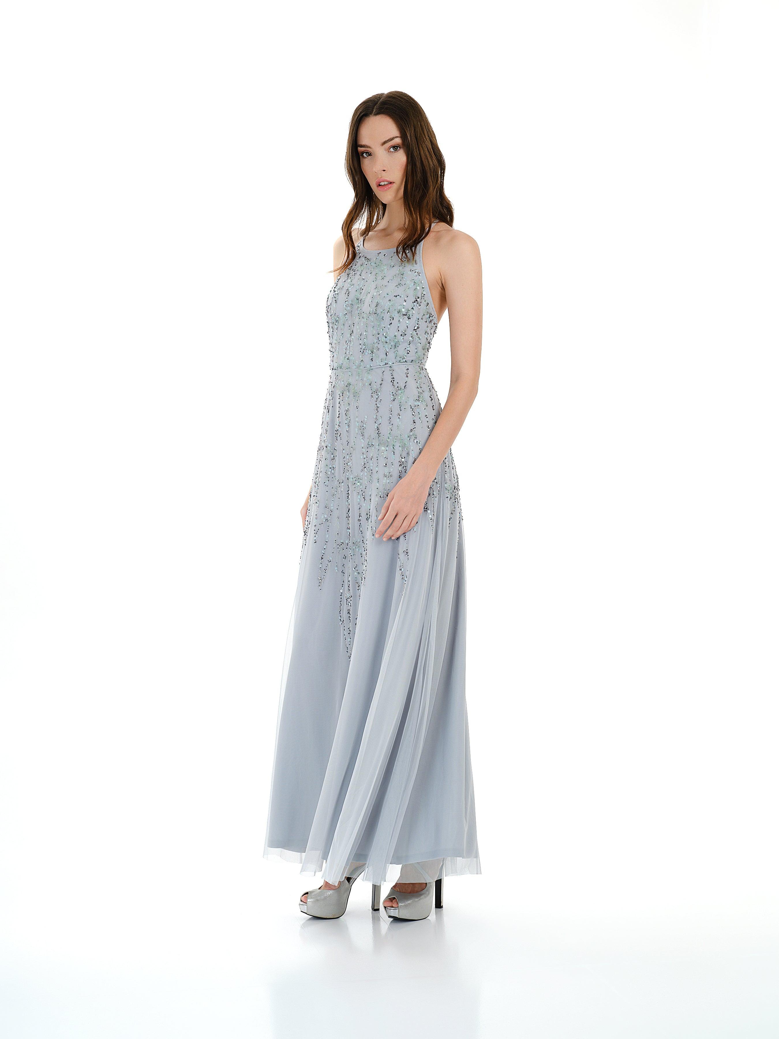 Sequin Tulle Maxi Dress