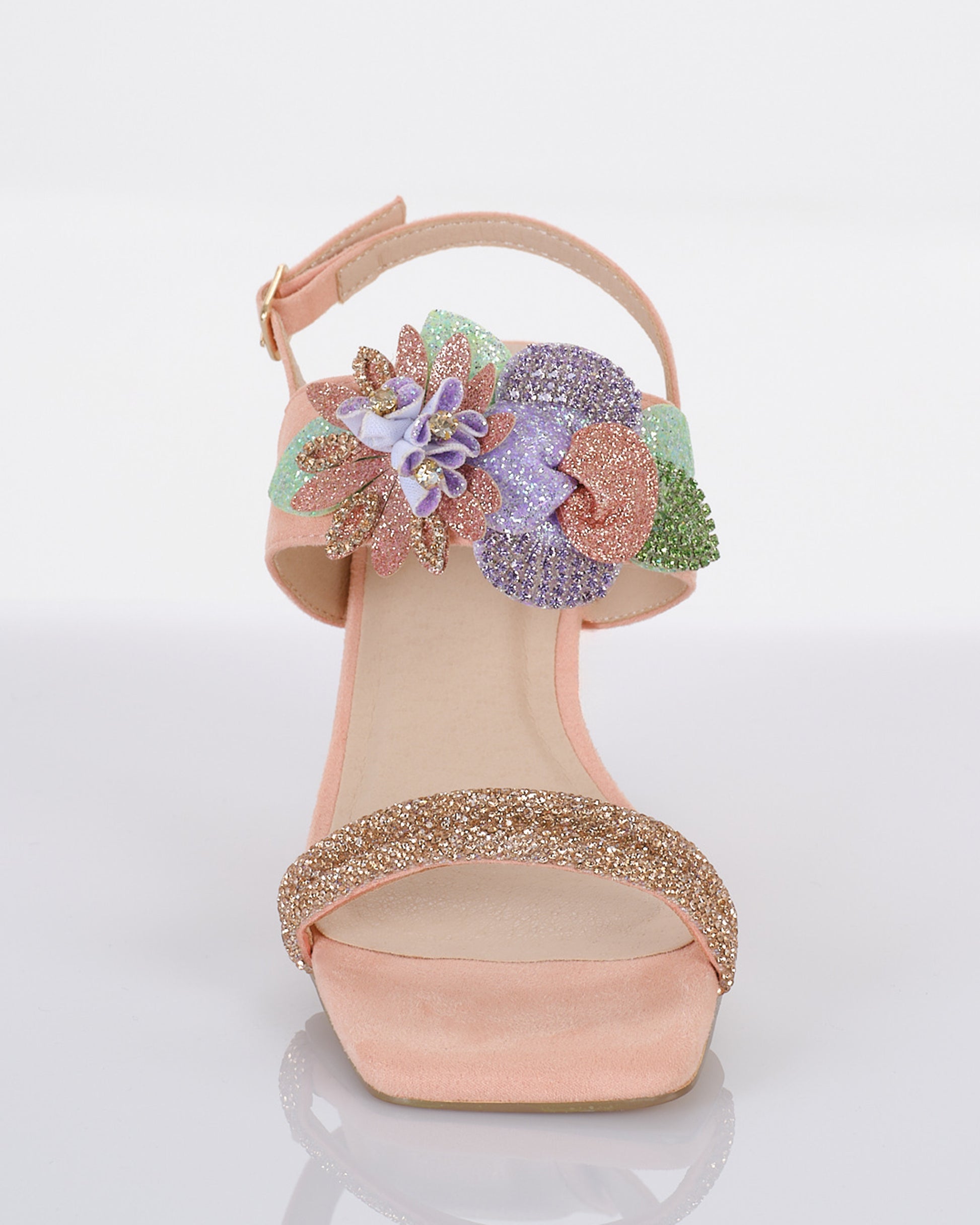 Flower Embellished Medium Heels