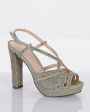 Crystal Platform Heels with Cut-Out Design