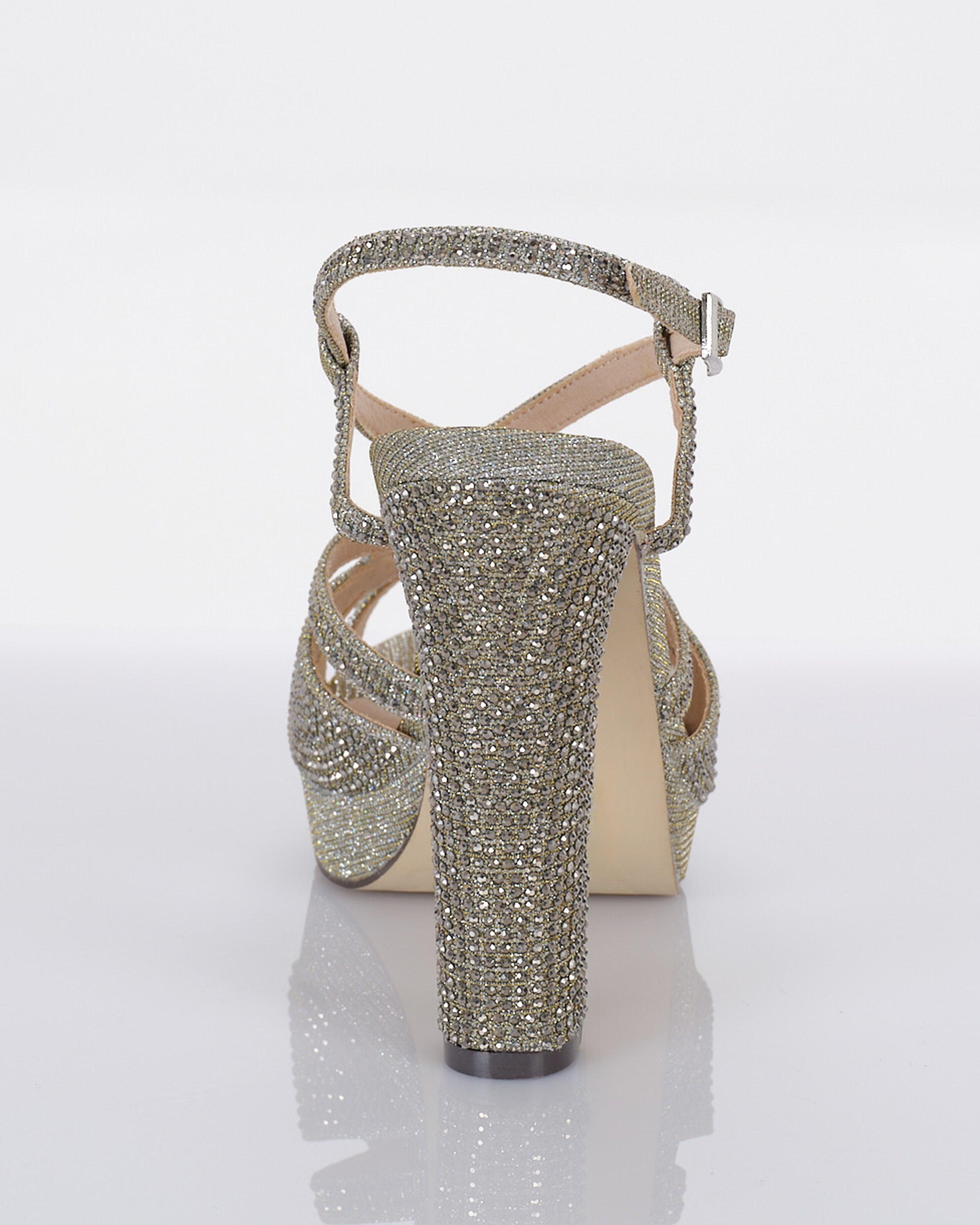 Crystal Platform Heels with Cut-Out Design