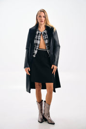 Plaid Collared Long-sleeve Shirt Jacket