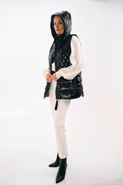 Leather Puffer Vest Jacket