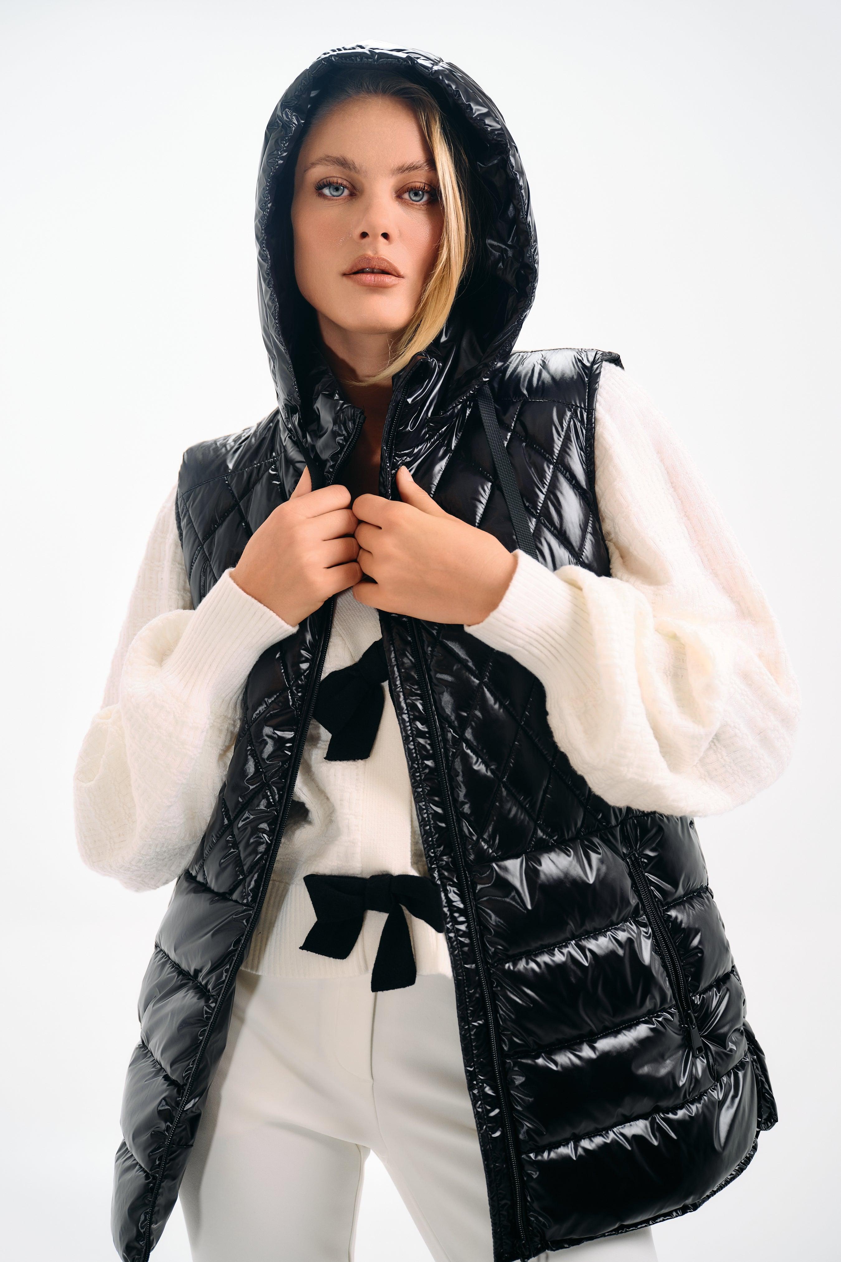 Leather Puffer Vest Jacket