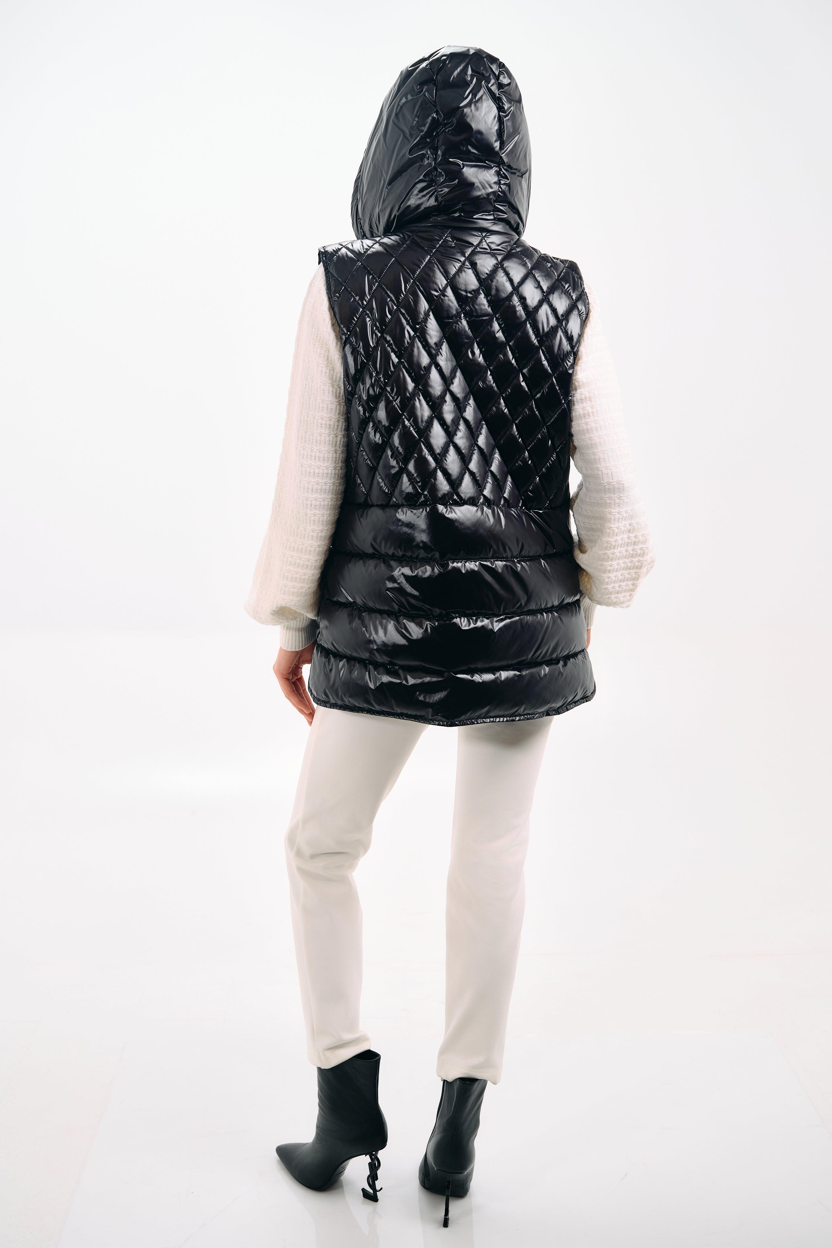 Leather Puffer Vest Jacket