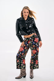 Cropped Vinyl Leather Jacket