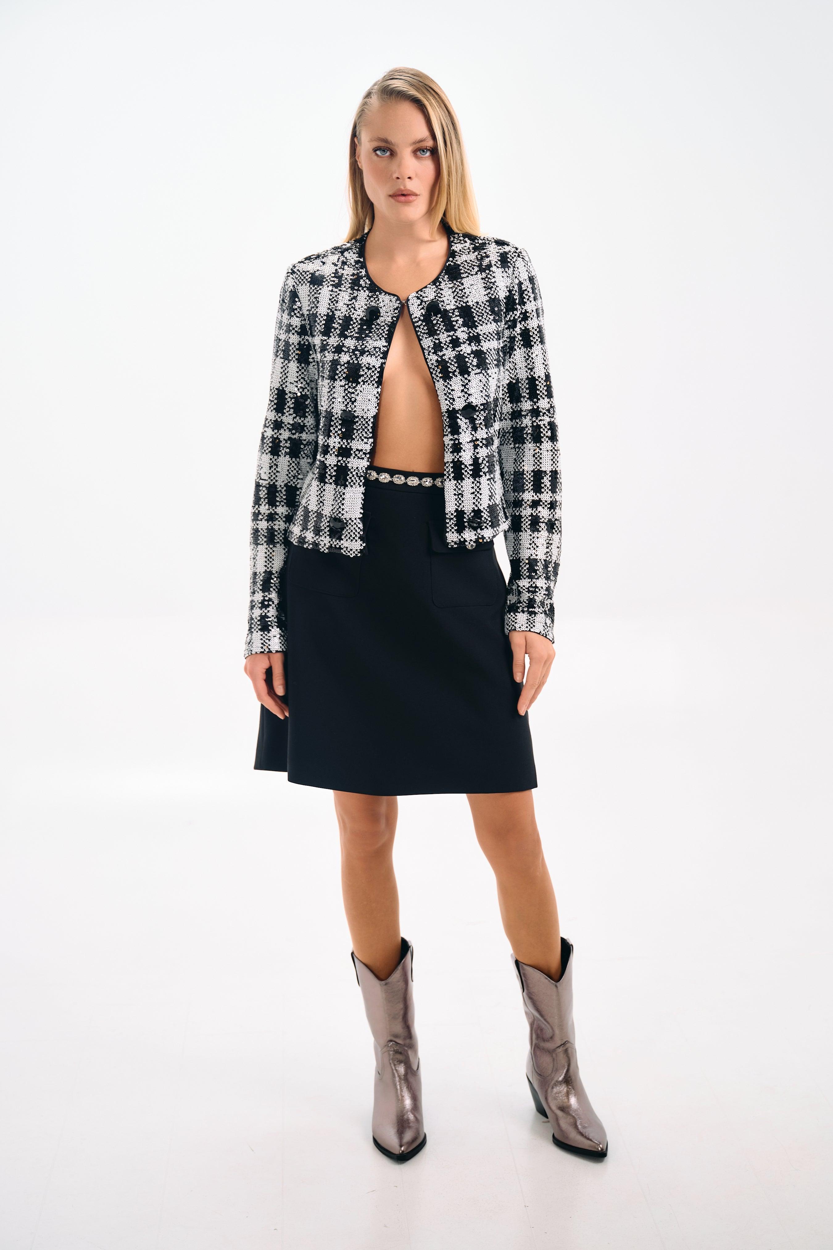 Plaid Collared Long-sleeve Shirt Jacket