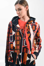 GEOMETRIC PRINT HOODED JACKET