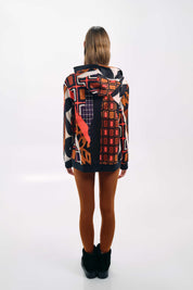 GEOMETRIC PRINT HOODED JACKET