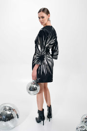 BLACK AND SILVER METALLIC COAT