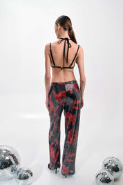 Thin Strap Tie Neck Top and Trousers Set