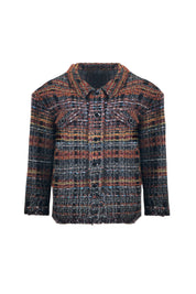 Collared Tweed Long Sleeve Shirt Jacket