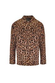 Leopard Collared Long Sleeve Shirt Jacket