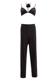 Thin Strap Tie Neck Top and Trousers Set