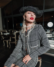 Checked Tweed Jacket and Skirt Suit