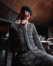 Checked Tweed Jacket and Skirt Suit