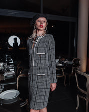 Checked Tweed Jacket and Skirt Suit