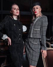 Checked Tweed Jacket and Skirt Suit