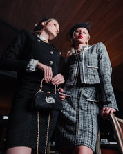 Checked Tweed Jacket and Skirt Suit