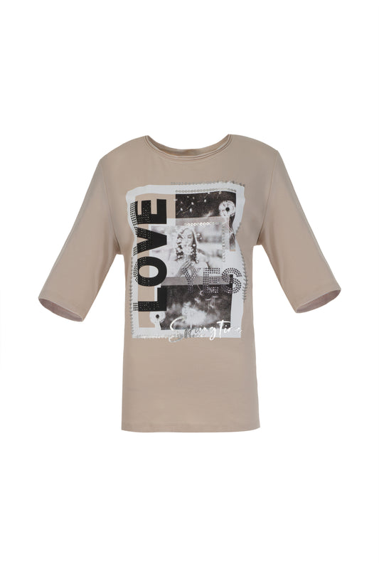 Print Beige T-Shirt