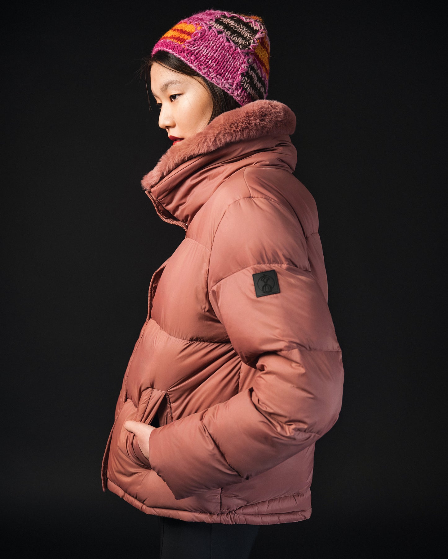 Quilted Puffer Jacket with Fur Collar