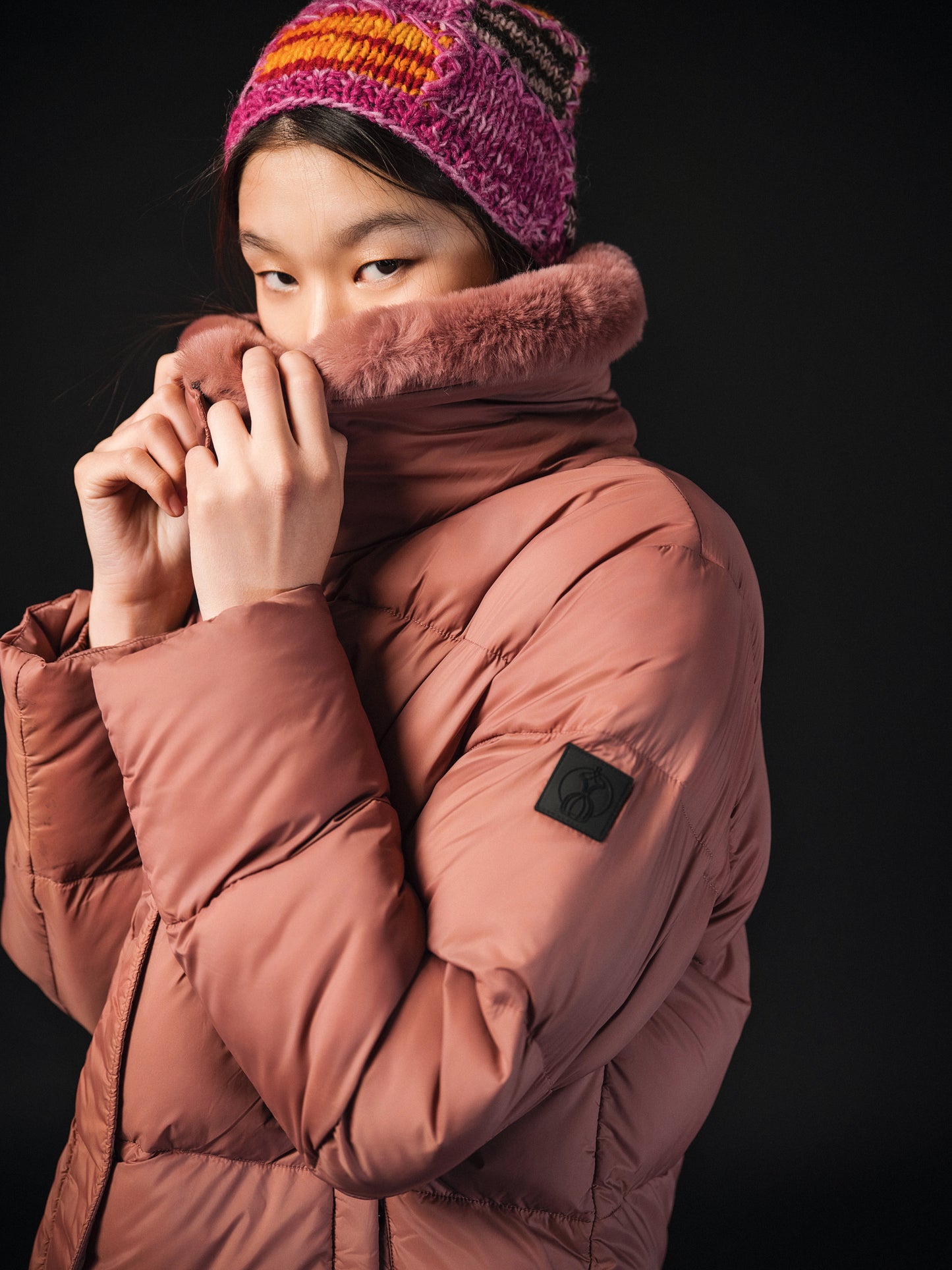 Quilted Puffer Jacket with Fur Collar