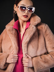 Classic Faux-Fur Coat with Notch Lapel