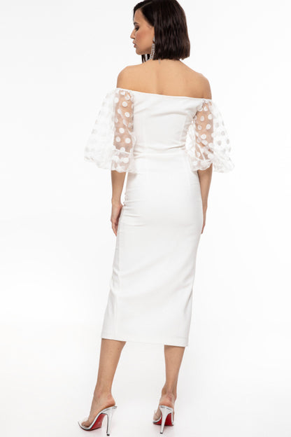 Elegant White Transparent Off-Shoulder Dress