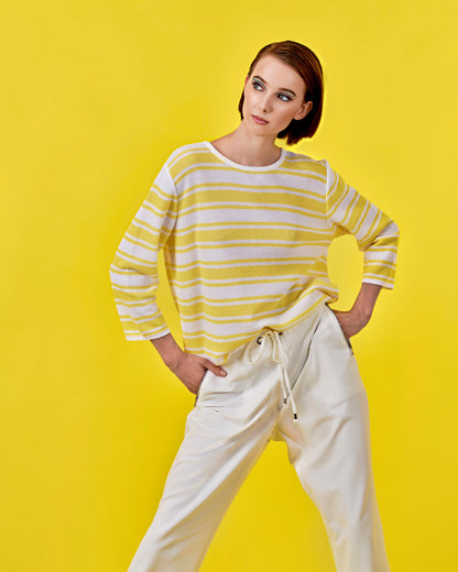 Yellow and White Striped Top
